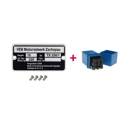 Type plate + punch numbers + grooved nail for MZ TS250 / 1