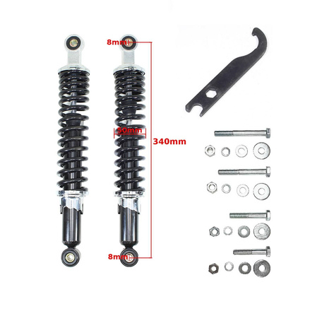 Set Stoßdämpfer + Hakenschlüssel + Schrauben Federbein 340mm für Simson S51 SR50