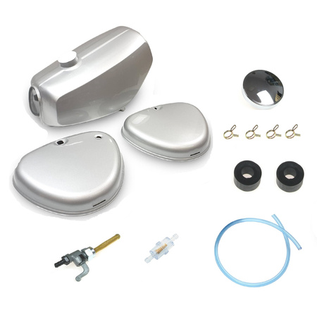 Fuel Tank Set w/ Cap & Fuel Tap for Simson S50/S51/S70 - Silver