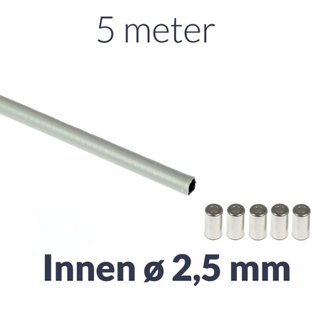 5m Grey Bowden Cable Housing inner Ø2.5mm +5 End Caps for Moped/Motorcycle