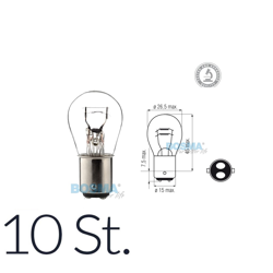 10x 12V 21/5W BAY15d Brake/Tail Bulbs for Motorcycles, E‑Marked