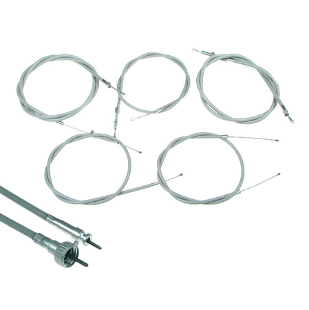 Bowden cable kit & speedometer cable for NSU MAX Standard (6pc) - gray
