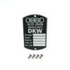 DKW Auto Union data plate with 4 mounting nails - motorcycle