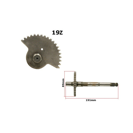 Kick starter shaft with segment suitable for Simson S50 KR51 / 1 Schwalbe SR4-2 SR4-3