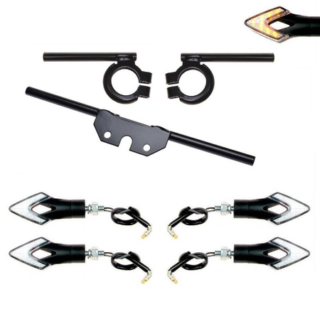 Turn Signal Mount & LED Arrow Set 12V for Simson S50/S51/S70 - Black