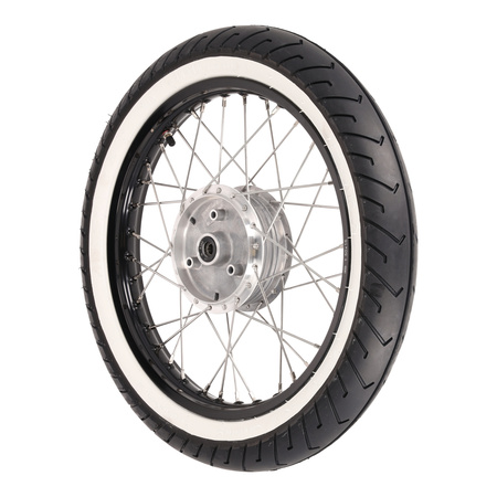 Complete Rear Wheel for Simson KR51/1 to SR4-4 — Black/Whitewall Mitas