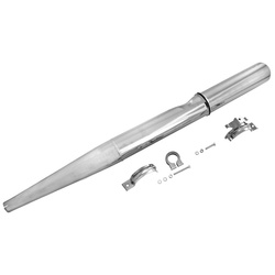 Auspufftopf chrom Ø28mm für Simson S51 Enduro mit Originaldesign - inkl. Schellen