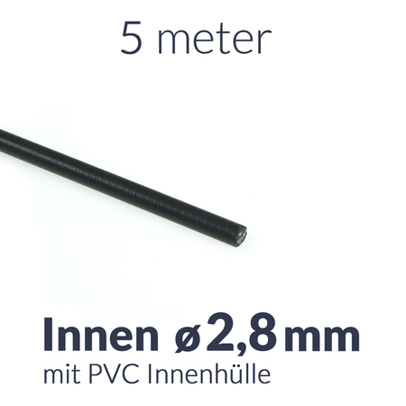 5m x Bowdenzughülle mit PVC Innenhülle, innen ø2,8mm f. Motorrad Bremse Kupplung