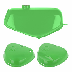SET Kraftstoffbehälter+eckige Seitendeckel-saftgrün-für Simson Enduro S51E S70E