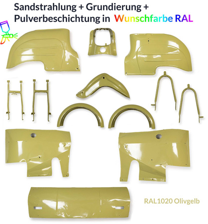 Powder coating service sheet metal parts - Simson KR51 Schwalbe in RAL color of your choice