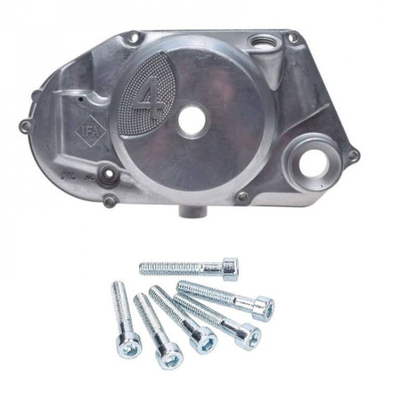 Nazwa (EN): DZM Clutch Cover (natural) 4-Speed for Simson S51/S70/SR50/KR51/2

Opis (EN): Replacement clutch cover with screws for 4-speed Simson engines.