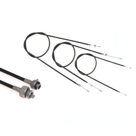 Cable Kit + Speedo Cable for MZ RT125/1 RT125/2, 4pc Black