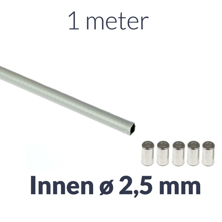 1m x Bowdenzughülle (grau) innen ø2,5mm + 5x Endkappe für Moped, Motorrad