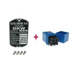 Tabliczka znamionowa + wybite numery + nacięty gwóźdź dla DKW NZ 350 Chemnitz