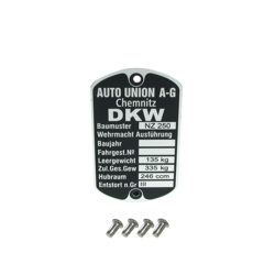 DKW NZ 250 Chemnitz type plate with 4 clinch nails