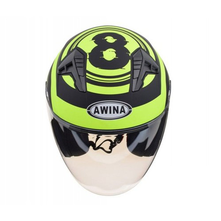 Offener Helm Awina JK528 schwarz-gelb MAT L für Motorrad z.B. Simson und MZ