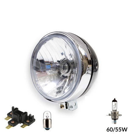 H4 60/55W Clear Glass Round Headlight (old style) for Simson S50/S51