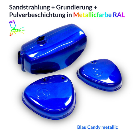 Zestaw zbiorników do malowania proszkowego Simson S53 w kolorze RAL - metaliczny (Candy)