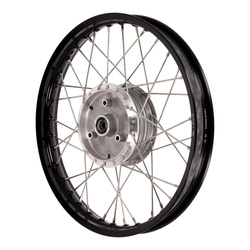 Spoked wheel 1.50x16 aluminum rim BLACK anodized/polished,stainless steel spokes