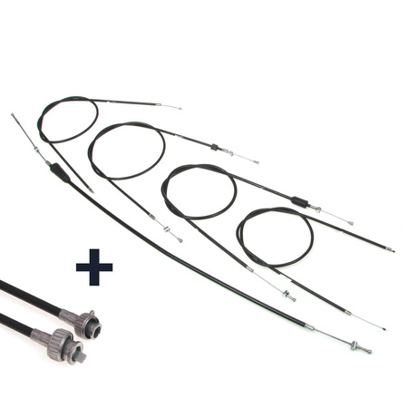 Bowden cable kit + speedo cable for MZ TS125/TS150 (flatbar) - black