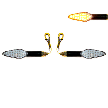 2x LED Indicators M10x1.5 18-LED Front/Rear ATV/Scooter Carbon (E-marked)