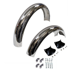Chrome Fender Set 2x + Clamp, Screws & Mudflaps for Simson S51