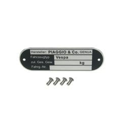 Blank VIN Plate & Punch for Piaggio V50/PV/PK/PX/Sprint/Rally (Round)