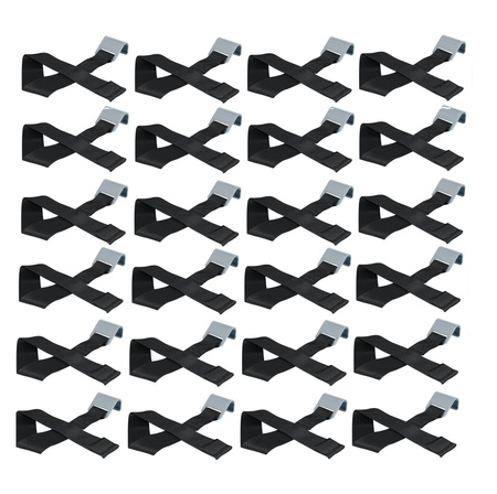 25x 65cm Black Tie-Down Straps w/ Flat Hooks, Stainless Steel