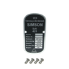 Type plate with 4 mounting rivets for Simson 425 AWO Touren