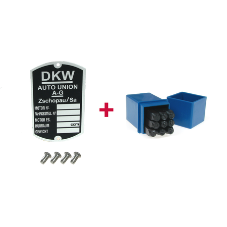 ID plate, stamped numbers & locking pin for DKW Auto Union Zschopau