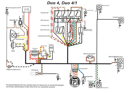 Cable harness for SIMSON AWO 425 tours with brake light + circuit diagram, ready for installation