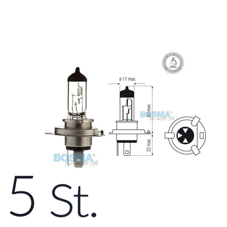 5x H4 Halogen Bulb 12V 60/55W P43t E-mark Fits MZ ETZ Motorcycle