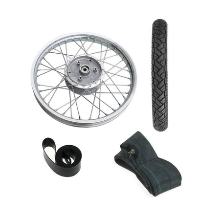 1.6x16 Spoked Wheel & Tire for Simson S50/S51/KR51/Duo SR4 - Chrome Steel