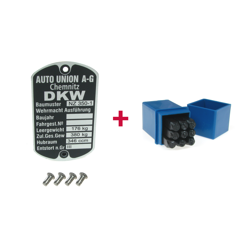 Tabliczka znamionowa + wybite numery + nacięty gwóźdź dla DKW NZ 350-1 350/1 Chemnitz