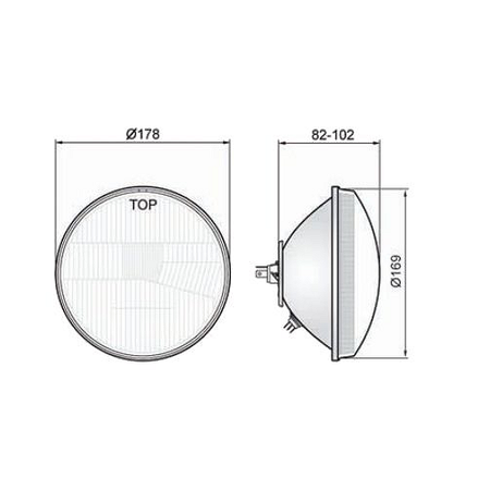 Headlight H4 E-mark curved glass suitable for Jawa 350 (638 639 640)