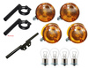 4x Round Turn Signals + Mounts & 12V Bulbs for Simson S50/S51/S70 MZ ETZ