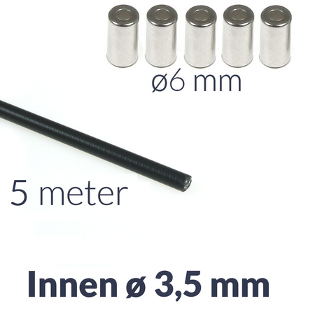 5m 6mm Cable Housing + Bowden Cable & 5 End Caps for Scooter/Moped/Quad