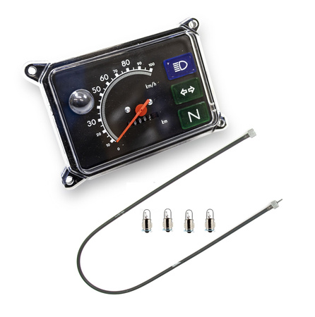 Rectangular Speedometer + Cable 6V for Simson SR50/SR80 - Black