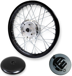 16" ALU Spoked Wheel & Brake Cover for Simson S50/S51/S70/KR51/SR4 - Black