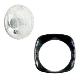 Black headlight bezel + headlamp for Simson SR4-2 Duo, ES150, IWL Troll
