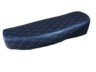 Seat for Simson S51 S50 S70 Enduro – black, quilted with blue stitching