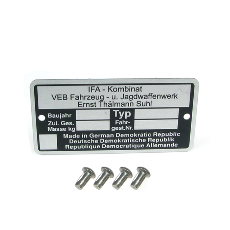 Tabliczka znamionowa z gwoździem karbowanym BLANKO do Simson S50 S51 SR50 SR80 KR51/1 KR51/2 KR50
