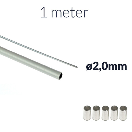 1m inner cable Ø2.0 +1m gray Bowden housing +5 end caps – moped/motorcycle