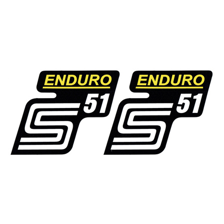 2x Simson S51 Enduro stickers yellow-white, UV-resistant, top quality