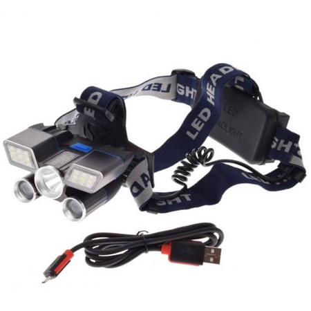 LED Motorcycle Headlamp 18000 lm USB Rechargeable with Red Warning Light