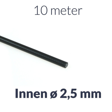 10m black Bowden cable housing 2.5mm ID for moped/moto brake/clutch/gas