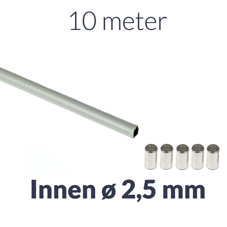 10m x Bowdenzughülle (grau) innen ø2,5mm + 5x Endkappe für Moped, Motorrad