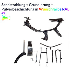 Powder coating service frame parts Simson KR51 Schwalbe in RAL color of your choice