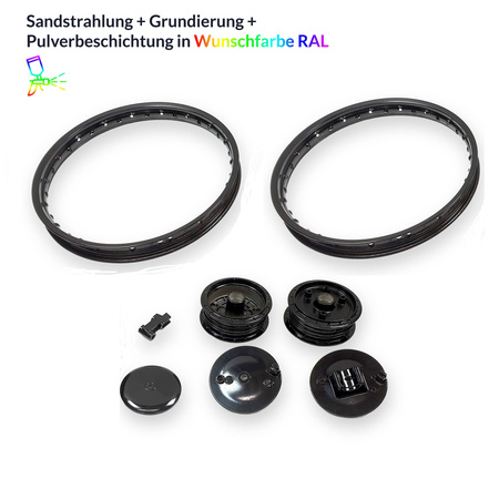 Powder Coating: 2 Wheels (Rims & Hubs) for Simson S51/KR51, Custom Color