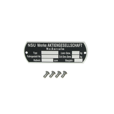 NSU Werke Neckarsulm round nameplate with 4 mounting nails for motorcycle